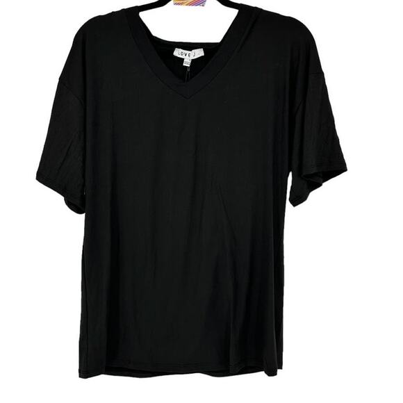 Love J Black Soft Loose Fit V Neck Tee Large - Picture 1 of 4